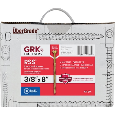 Grk Fasteners GRK RSS Rugged 3/8'' x 8'' Star Drive Washer-Head Structure Screw, 300 Ct. 10287