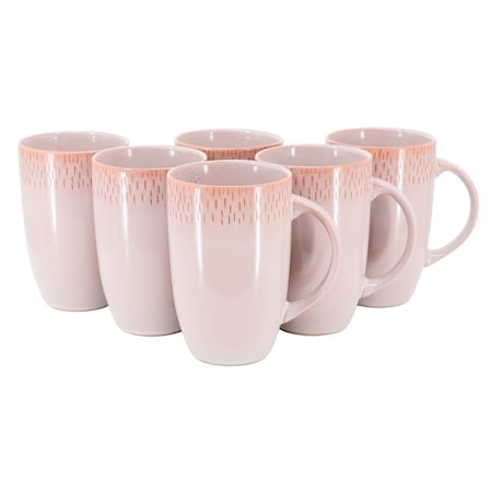 Meritage Jasper 6 Piece 22 Ounce Stoneware Tall Latte Cup Set in Beige 136485.01