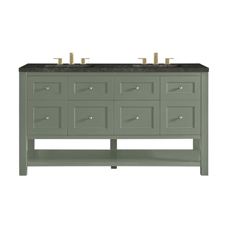 James Martin Vanities Breckenridge 60" Double Vanity, Smokey Celadon, w/ 3 CM Phantome Eclos Top 330-V60D-SC-3PHT