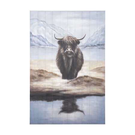 Homeroots Wild Ox Hand Painted Distressed Unframed Wall Art 609022
