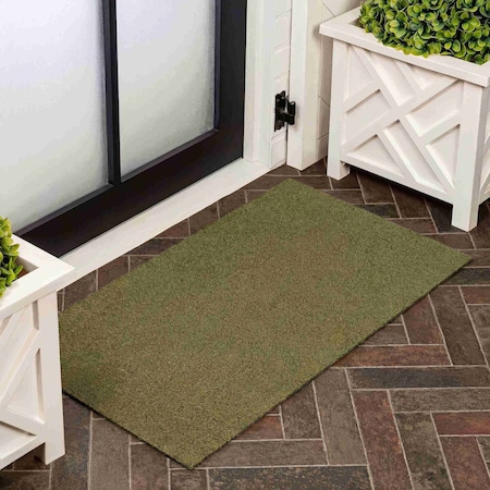 Jonathan Y Peater Classic Casual Commercial Natural Coir Green 17 in. x 30 in. Indoor/Outdoor Mat CHG100F-1730