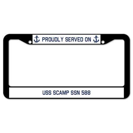 Signmission Proudly Served On USS SCAMP SSN 588, License Plate Cover D-LPF-04-2010