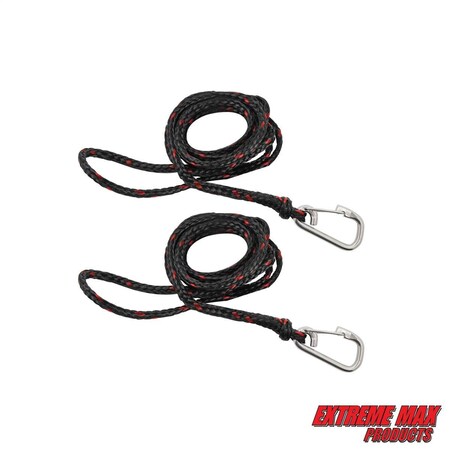 Extreme Max 3006.6779 PWC 7' Dock Line with Stainless Steel Snap Hook - Value 2-Pack 3006.6779