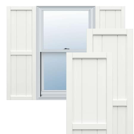 Ekena Millwork True Fit PVC, Four Board Framed Board-n-Batten Shutters, Unfinished, 21 1/2W x 58H, PR TFP101BF21X058UN