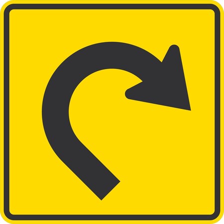 Lyle W1-11R, Right Hairpin Curve Symbol, 30x30, Diamond Grade, Yellow G-15156-DG_30x30