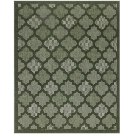 Homeroots 9' X 12' Dark Green And Light Green Trellis Indoor Outdoor Area Rug 551450