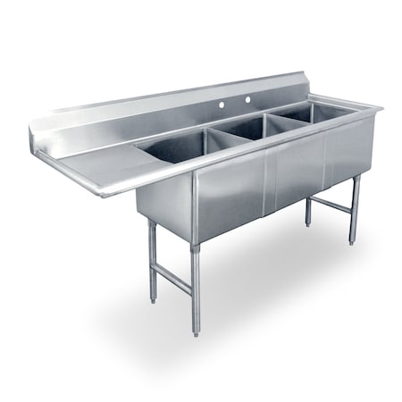 Steel Works Sink, Three Compartment, 19.50"X42.50"X43.75"H 18GA SWS3C101410-10L-318