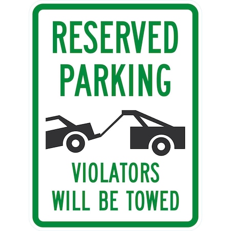 Lyle Reserved Parking Violators Will Be Towed with Graphic, 18x24, Non-Reflective, White G-11066-NA_18x24