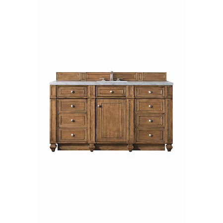 James Martin Vanities Bristol 60'' S Vanity, Saddle Brown w/ Jasmine Pearl Silestone Top w/FreePower Wireless Charger 157-V60S-SBR-FEJP