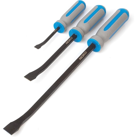 Neiko Pry Bar, 3 Piece Angled Tip Pry Bar Set, 8 in, 12 in & 17.5 in Crow Bar with Go Through Striking Cap 00251A