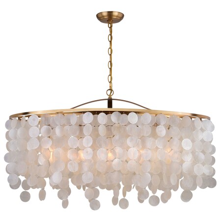 Vaxcel Elsa 5 Light Gold Brass Modern Coastal Glam Linear Chandelier Island Pendant Fixture H0282