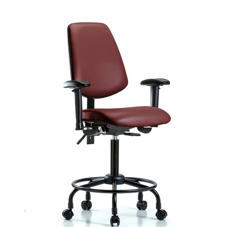 Blue Ridge Ergonomics Vinyl Chair, Vinyl, Adjustable Arms BR-VMBCH-MB-RT-T1-A1-RC-8815