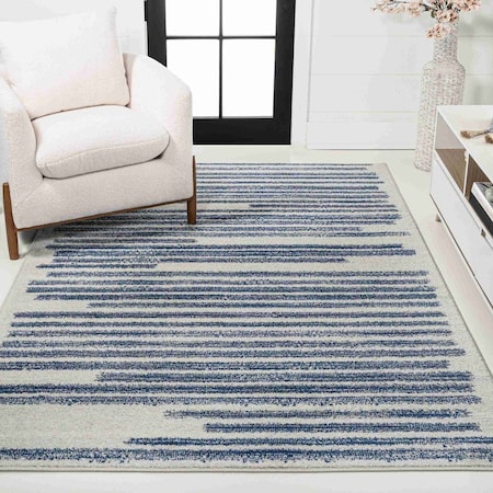 Jonathan Y Khalil Modern Berber Stripe Cream/Navy 8 ft. x 10 ft. Area Rug MOH207E-8