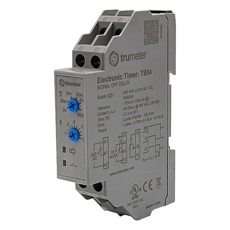 Trumeter Time Delay Relay, 240V AC; 24V AC/DC TS04