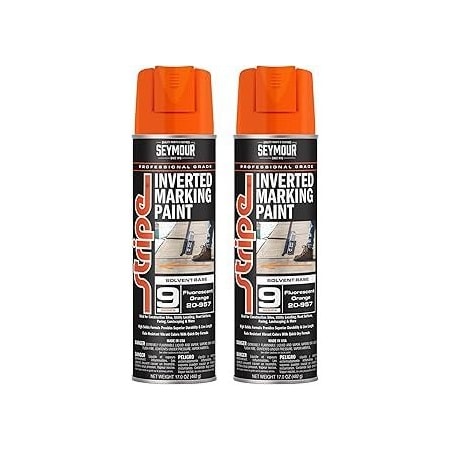 Seymour Midwest Stripe 9-Series Inverted Ground Marking Paint, Fluorescent Orange net 17oz., 2PK 20957-2