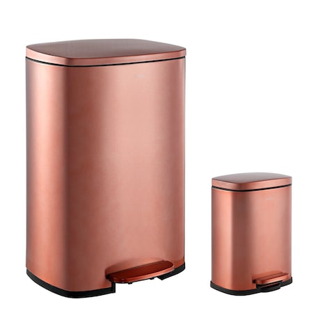 Happimess Connor Rectangular 13.2-Gallon Trash Can with Soft-Close Lid and FREE Mini Trash Can, Rose Gold HPM1006D