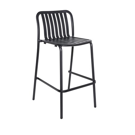 Bfm Seating Key West -  Vertical Slat Stacking Barstool - Powder Coated Aluminum - Black PHKWBS-BL