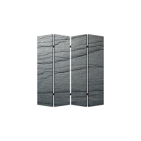 Homeroots 84" Gray Canvas Folding Four Panel Screen Room Divider 274662