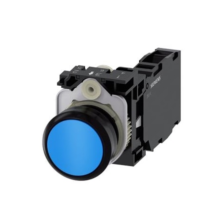 Siemens Pushbutton, 22 mm, round, plastic, blue, pushbutton, flat 3SU1100-0AB50-1FA0-ZY12