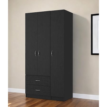 Homeroots 35" Black Two Drawer Combo Dresser 534933