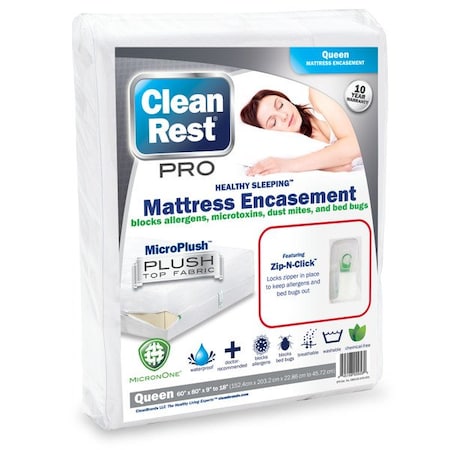 Cleanrest Mattress Encasement, 60 in W, White 845168001724