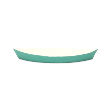 Homeroots 10in Aqua And White Cast Iron Oval Boat Shaped Tray 634797