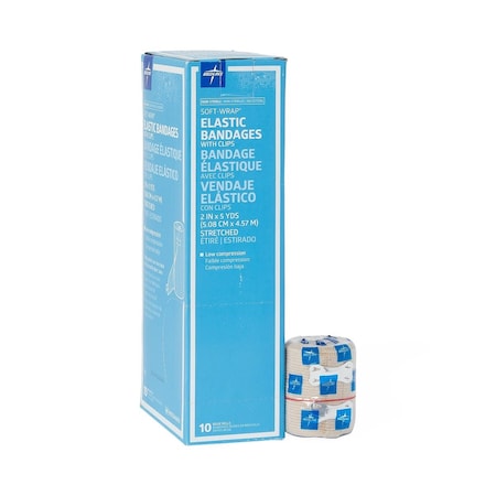 Medline Soft-Wrap Elastic Bandage with Clips, 2in x 5 yd., 10PK MDS046002ZZ