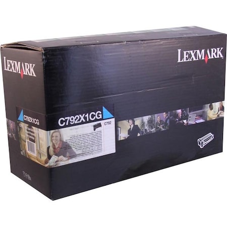Lexmark C792, CS796 Extra High Yield Cyan Return Program Toner Cartridge 20,000 Yield C792X1CG