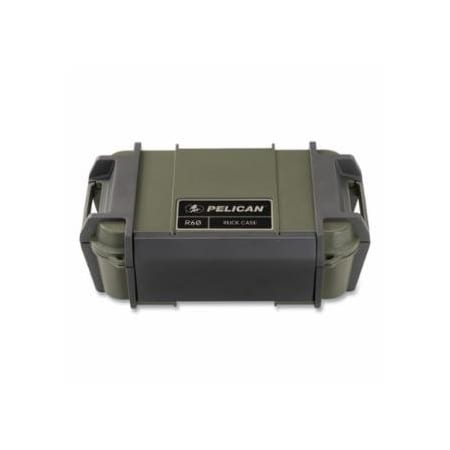 Pelican Personal Utility Ruck Case, R60, 0.08 cu ft³, 5.37 in W x 2.96 in D x 8.9 in L, Olive Drab Green 562-RKR600-0000-OD