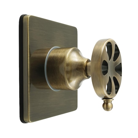 Kingston Brass Single-Handle Three-Way Diverter Valve with Square Trim Kit, Antique Brass KS3043RX