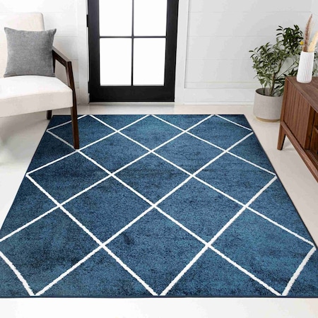 Jonathan Y Cole Minimalist Diamond Trellis Navy/White 4 ft. x 6 ft. Area Rug SEU102H-4
