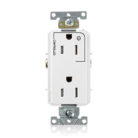 Leviton Dec Plus Dup 15A 125V TR 1Mrk-Ctrl Wht TDR15-S1W