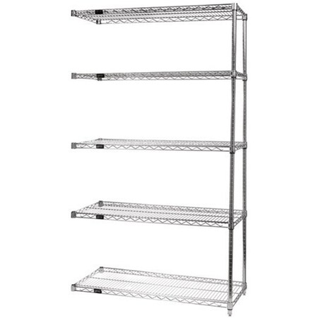 Betterbeds 5-Shelf Chrome Wire Shelving Add-On Unit - 12 x 72 x 54 in. BE1134733