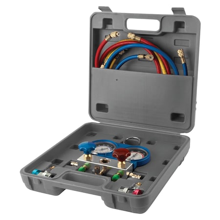 Performance Tool A/C Manifold Test Kit, R134a, 50in Hose, Brass Fittings W89730