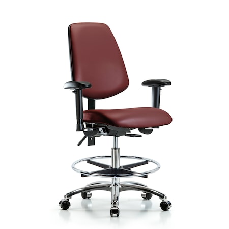 Blue Ridge Ergonomics Vinyl Chair, Vinyl, Adjustable Arms BR-VMBCH-MB-CR-T1-A1-CF-CC-8815