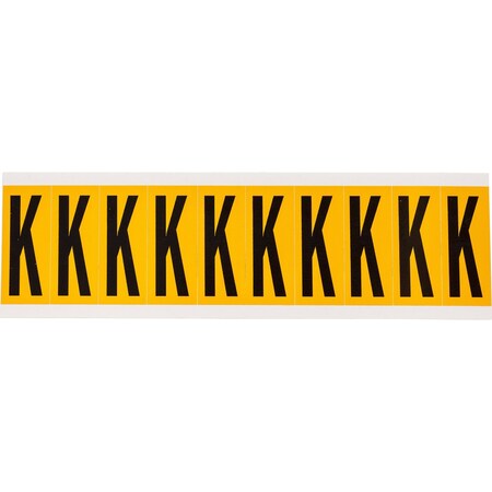 Brady Outdoor Vinyl 1.938 in Black on Yellow Letters K Card of 10 Labels, 10PK 1534-K