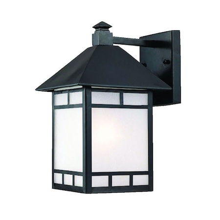 Homeroots XL Matte Black Frosted Glass Lantern Wall Light 398643