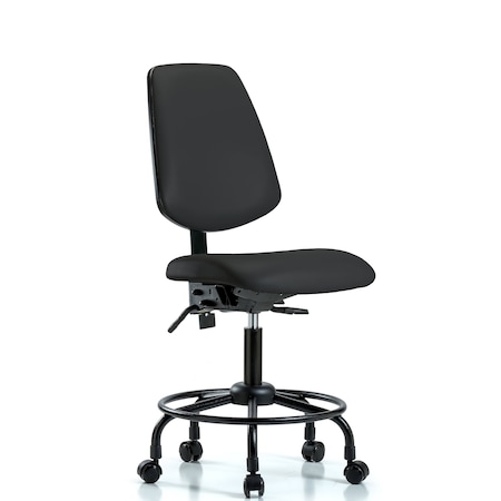 Blue Ridge Ergonomics Desk Chair No Arms, 21" to 26" Height, Vinyl, Black BR-VDHCH-MB-RT-T1-A0-RC-8540