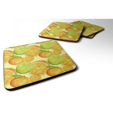 Carolines Treasures Watercolor Limes and Oranges Citrus Foam Coaster, Set of 4 BB7517FC