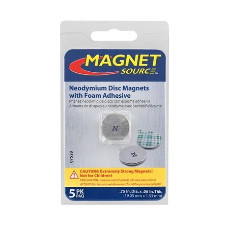 Magnet Source Magnetic Disc with Foam Adhesive, 3/4 in Dia 07528