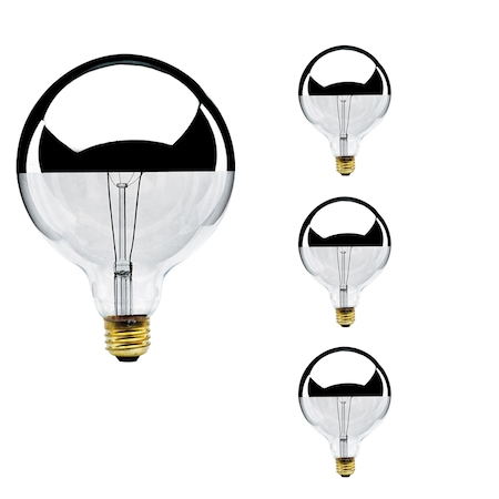 Bulbrite Incandescent G40 Medium Screw Base E26 Light Bulb, 100W, Half Chrome, 4PK 861292