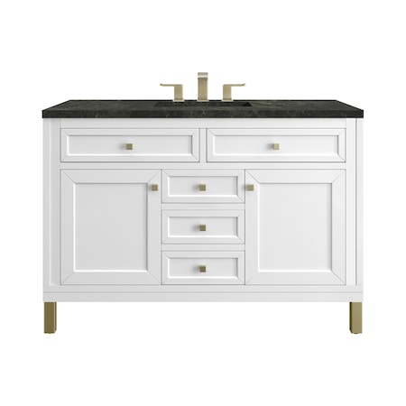 James Martin Vanities Chicago 48" Single Vanity, Glossy White, w/ 3 CM Phantome Eclos Top 503-V48-GW-3PHT