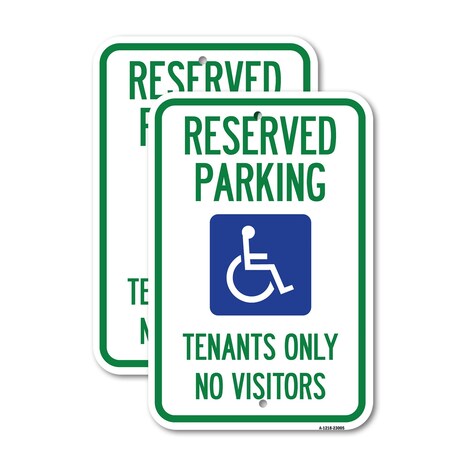 Signmission Reserved Parking Tenants Only No Visitors With Graphic, 18'' X 24'', Heavy Gauge Aluminum, 2PK A-1824-2PACK-23005