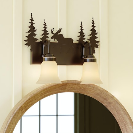Vaxcel Yellowstone 2 Light Bronze Rustic Moose Bathroom Vanity Fixture VL55602BBZ