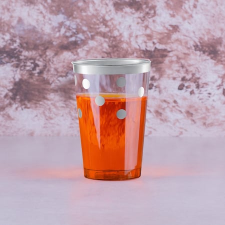 Smarty Had A Party 12 oz Clear with Silver Dots Round Disposable Plastic Tumblers 240 Cups, 240PK 518-S-CASE