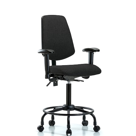 Blue Ridge Ergonomics Fab Med Bench Chair, Bk, RT, Cast, Blk, 6-Way Adjustable, 24" to 31" Height, Black BR-FMBCH-MB-RT-T1-A1-RC-F42