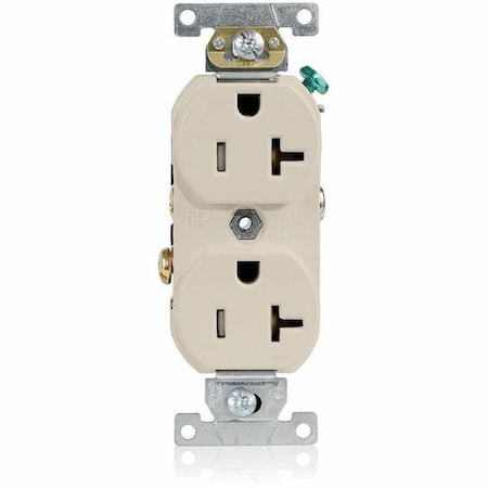 Leviton Straight Blade Receptacle, 5-20R, 20 A, 125V AC, Flush Mount, Self-Grounded TBR20-T