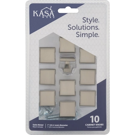 Hardware Resources KasaWare 1''Diameter Satin Nickel Flared Foot Square Knob, 10PK K313SN-10