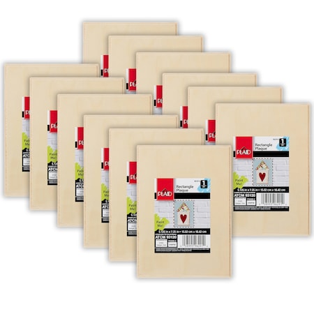 Plaid Wood Plaque, Rectangle, 7.25in x 5in, 12PK 96291