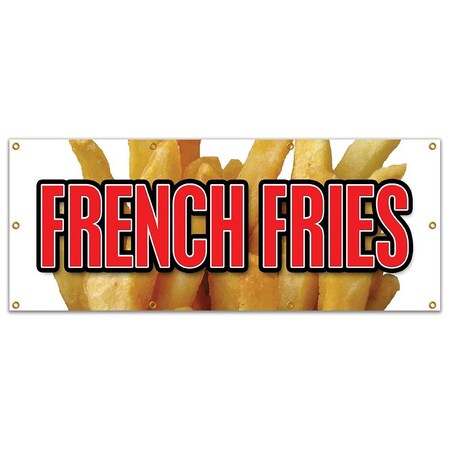 Signmission French Fries Banner Heavy Duty 13 Oz Vinyl with Grommets Single Sided B-96 French Fries